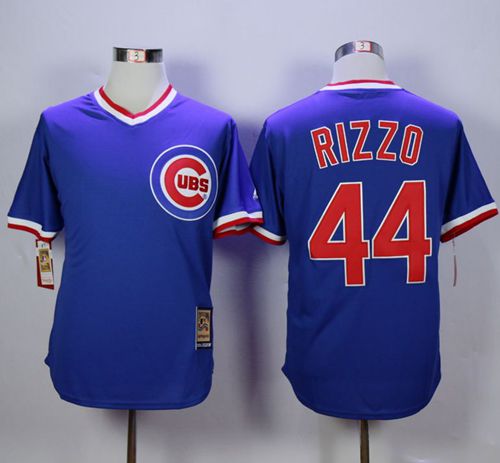 Cubs #44 Anthony Rizzo Blue Cooperstown Stitched MLB Jersey - Click Image to Close